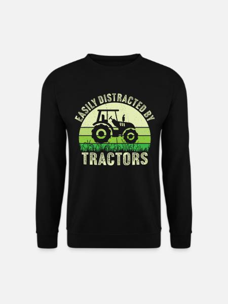 easily distracted by tractors - Unisex Sweatshirt - black