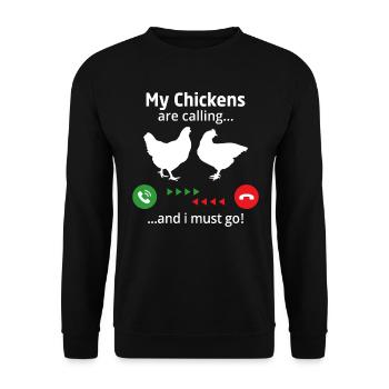 Mes poules m’appellent et je dois y aller - Sweat-shirt Unisexe - noir - Devant - Alina (178cm) & Michal (187cm)