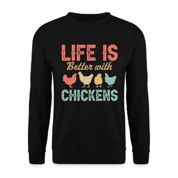 La vie est meilleure avec des poulets - Sweat-shirt Unisexe - noir - Devant - Alina (178cm) & Michal (187cm)