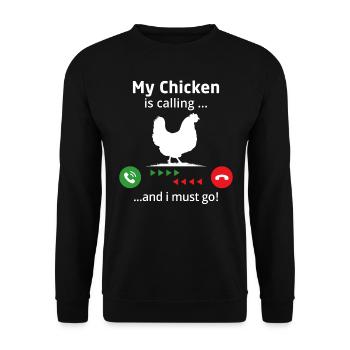 Mon poulet m’appelle et je dois y aller - Sweat-shirt Unisexe - noir - Devant - Alina (178cm) & Michal (187cm)