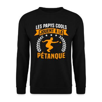 Les Papys Cools jouent à la pétanque - Sweat-shirt Unisexe - noir - Devant - Alina (178cm) & Michal (187cm)