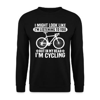 in my head i'm cycling - Unisex Sweatshirt - black - Front - Alina (178cm) & Michal (187cm)