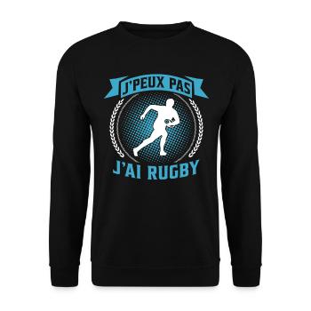 je peux pas j'ai rugby - Sweat-shirt Unisexe - noir - Devant - Alina (178cm) & Michal (187cm)