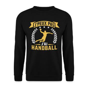 j'peux pas j'ai handball joueur de handball - Sweat-shirt Unisexe - noir - Devant - Alina (178cm) & Michal (187cm)