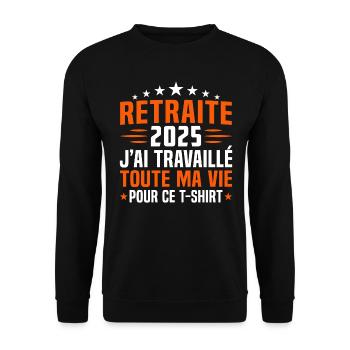Retraité en 2025 cadeau retraité 2025 - Sweat-shirt Unisexe - noir - Devant - Alina (178cm) & Michal (187cm)