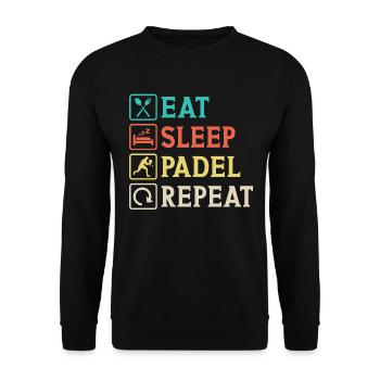 Eat Sleep Padel Repeat - Unisex Pullover - Schwarz - Vorne - Alina (178cm) & Michal (187cm)