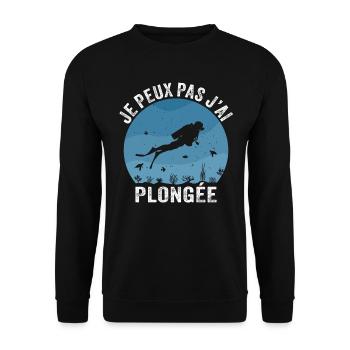 Cadeau de plongée Je Peux Pas J'ai Plongée - Sweat-shirt Unisexe - noir - Devant - Alina (178cm) & Michal (187cm)