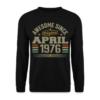 Avril 1976 Anniversaire Idée Cadeau Vintage 1976 - Sweat-shirt Unisexe - noir - Devant - Alina (178cm) & Michal (187cm)