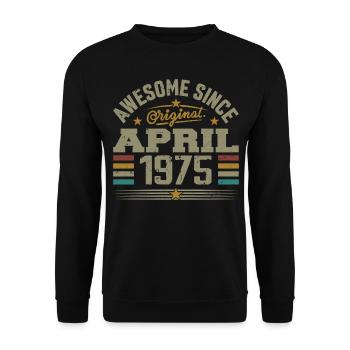 April 1975 Birthday Gift Idea Vintage 1975 - Unisex Sweatshirt - black - Front - Alina (178cm) & Michal (187cm)