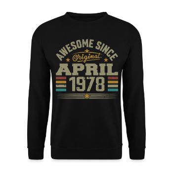 Avril 1978 Anniversaire Idée Cadeau Vintage 1978 - Sweat-shirt Unisexe - noir - Devant - Alina (178cm) & Michal (187cm)