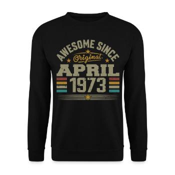 Avril 1973 Anniversaire Idée Cadeau Vintage 1973 - Sweat-shirt Unisexe - noir - Devant - Alina (178cm) & Michal (187cm)