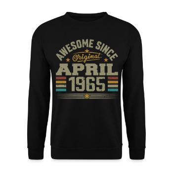 April 1965 Birthday Gift Idea Vintage 1965 - Unisex Sweatshirt - black - Front - Alina (178cm) & Michal (187cm)