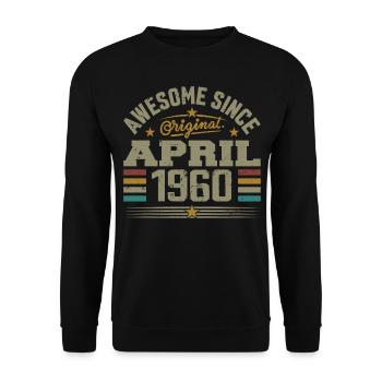 Geschenkidee zum Geburtstag im April 1960, Jahrgang 1960 - Unisex Pullover - Schwarz - Vorne - Alina (178cm) & Michal (187cm)