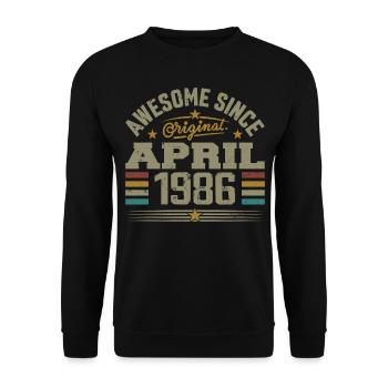 April 1986 Geburtstag Vintage Geschenkidee 1986 - Unisex Pullover - Schwarz - Vorne - Alina (178cm) & Michal (187cm)