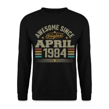 Avril 1984 Anniversaire Idée Cadeau Vintage 1984 - Sweat-shirt Unisexe - noir - Devant - Alina (178cm) & Michal (187cm)