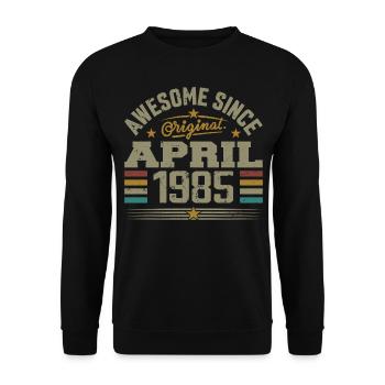 April 1985 Geburtstag Jahrgang 1985 Geschenkidee - Unisex Pullover - Schwarz - Vorne - Alina (178cm) & Michal (187cm)