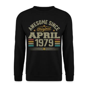 April 1979 Geburtstag Jahrgang 1979 Geschenkidee - Unisex Pullover - Schwarz - Vorne - Alina (178cm) & Michal (187cm)