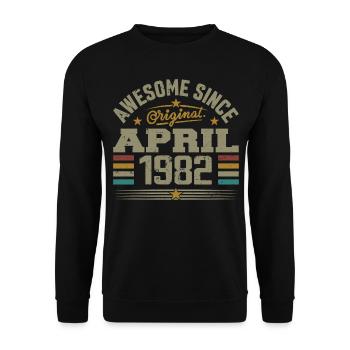 April 1982 Geburtstag Jahrgang 1982 Geschenkidee - Unisex Pullover - Schwarz - Vorne - Alina (178cm) & Michal (187cm)