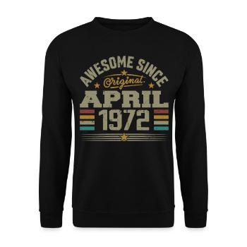 April 1972 Geburtstag Jahrgang 1972 Geschenkidee - Unisex Pullover - Schwarz - Vorne - Alina (178cm) & Michal (187cm)