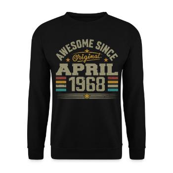 April 1968 Geburtstag Jahrgang 1968 Geschenkidee - Unisex Pullover - Schwarz - Vorne - Alina (178cm) & Michal (187cm)