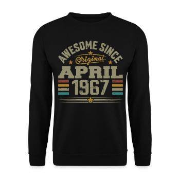Avril 1967 Anniversaire Idée Cadeau Vintage 1967 - Sweat-shirt Unisexe - noir - Devant - Alina (178cm) & Michal (187cm)