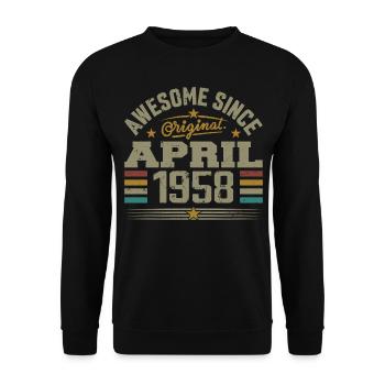 April 1958 Geburtstag Jahrgang 1958 Geschenkidee - Unisex Pullover - Schwarz - Vorne - Alina (178cm) & Michal (187cm)