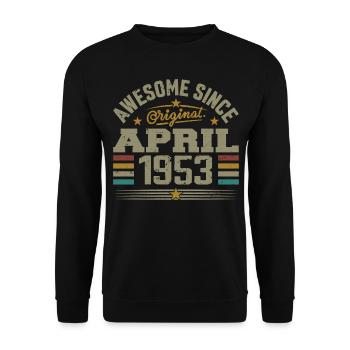 April 1953 Geburtstag Jahrgang 1953 Geschenkidee - Unisex Pullover - Schwarz - Vorne - Alina (178cm) & Michal (187cm)
