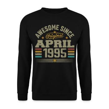 April 1995 Geburtstag Jahrgang 1995 Geschenkidee - Unisex Pullover - Schwarz - Vorne - Alina (178cm) & Michal (187cm)