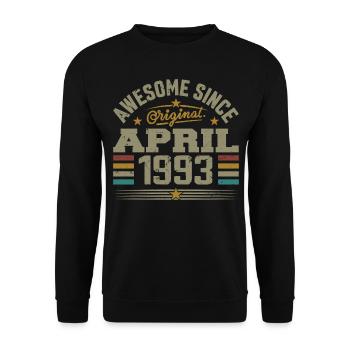 April 1993 Geburtstag Vintage Geschenkidee 1993 - Unisex Pullover - Schwarz - Vorne - Alina (178cm) & Michal (187cm)