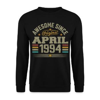 April 1994 Geburtstag Vintage Geschenkidee 1994 - Unisex Pullover - Schwarz - Vorne - Alina (178cm) & Michal (187cm)