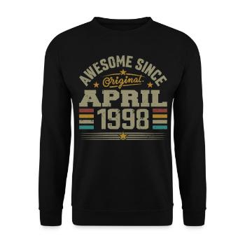 April 1998 Geburtstag Vintage Geschenkidee 1998 - Unisex Pullover - Schwarz - Vorne - Alina (178cm) & Michal (187cm)