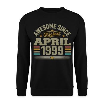 April 1999 Geburtstag Vintage Geschenkidee 1999 - Unisex Pullover - Schwarz - Vorne - Alina (178cm) & Michal (187cm)