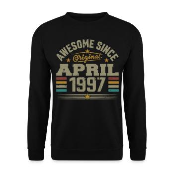 April 1997 Geburtstag Vintage Geschenkidee 1997 - Unisex Pullover - Schwarz - Vorne - Alina (178cm) & Michal (187cm)