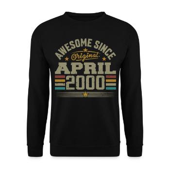 April 2000 Geburtstag Jahrgang 2000 Geschenkidee - Unisex Pullover - Schwarz - Vorne - Alina (178cm) & Michal (187cm)