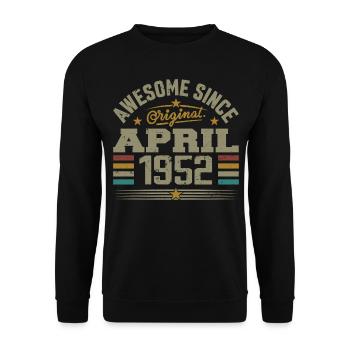 April 1952 Geburtstag Jahrgang 1952 Geschenkidee - Unisex Pullover - Schwarz - Vorne - Alina (178cm) & Michal (187cm)