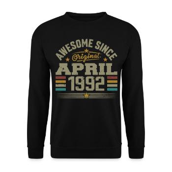 April 1992 Geburtstag Vintage Geschenkidee 1992 - Unisex Pullover - Schwarz - Vorne - Alina (178cm) & Michal (187cm)