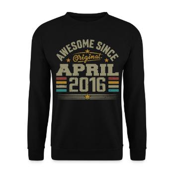 Avril 2016 Anniversaire Idée Cadeau Vintage 2016 - Sweat-shirt Unisexe - noir - Devant - Alina (178cm) & Michal (187cm)