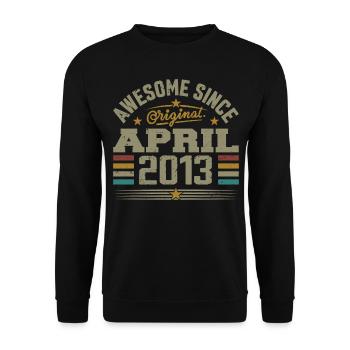 April 2013 Geburtstag Vintage Geschenkidee 2013 - Unisex Pullover - Schwarz - Vorne - Alina (178cm) & Michal (187cm)