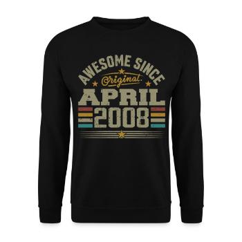 April 2008 Geburtstag Vintage Geschenkidee 2008 - Unisex Pullover - Schwarz - Vorne - Alina (178cm) & Michal (187cm)