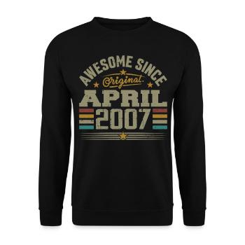 April 2007 Geburtstag Vintage Geschenkidee 2007 - Unisex Pullover - Schwarz - Vorne - Alina (178cm) & Michal (187cm)