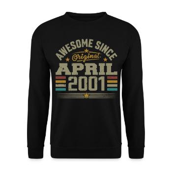 April 2001 Geburtstag Vintage Geschenkidee 2001 - Unisex Pullover - Schwarz - Vorne - Alina (178cm) & Michal (187cm)