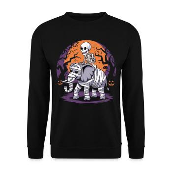 Skeleton riding an elephant on Halloween - Unisex Sweatshirt - black - Front - Alina (178cm) & Michal (187cm)