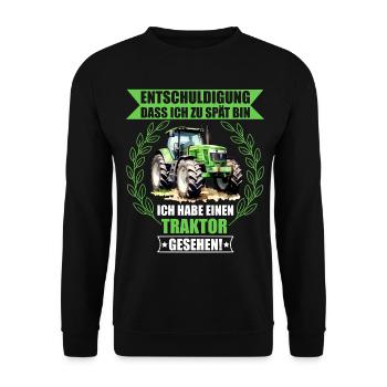 Entschuldigung ich habe einen Traktor gesehen - Unisex Pullover - Schwarz - Vorne - Alina (178cm) & Michal (187cm)