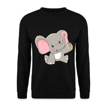 Elephant Elephants Baby Children Zoo Zoo Animals Cookies - Unisex Sweatshirt - black - Front - Alina (178cm) & Michal (187cm)
