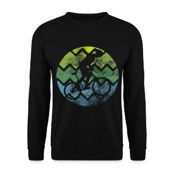 Road bike in Vienna in the bike park on the mountain with children - Unisex Sweatshirt - black - Front - Alina (178cm) & Michal (187cm)