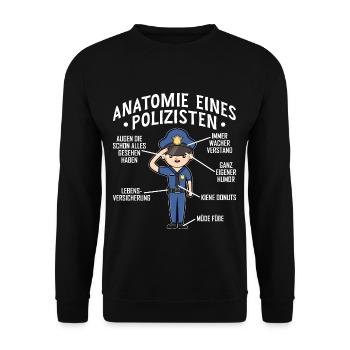 Polizist Anatomie Witziges Polizei Kollege - Unisex Pullover - Schwarz - Vorne - Alina (178cm) & Michal (187cm)