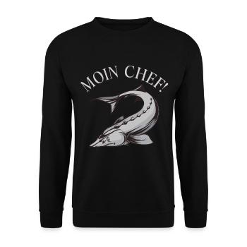 Stör Moin Chef Störzucht Störangler Störfischen - Unisex Pullover - Schwarz - Vorne - Alina (178cm) & Michal (187cm)