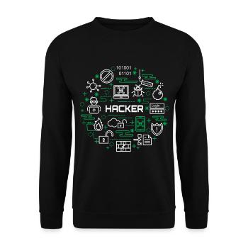 Hacker - Unisex Pullover - Schwarz - Vorne - Alina (178cm) & Michal (187cm)