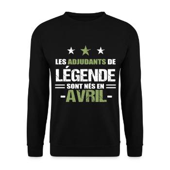 Adjudant cadeau anniversaire avril militaire - Sweat-shirt Unisexe - noir - Devant - Alina (178cm) & Michal (187cm)