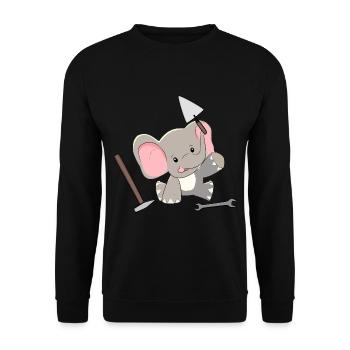 Elefant Handwerker Hausmeister Werkzeug Kinder - Unisex Pullover - Schwarz - Vorne - Alina (178cm) & Michal (187cm)